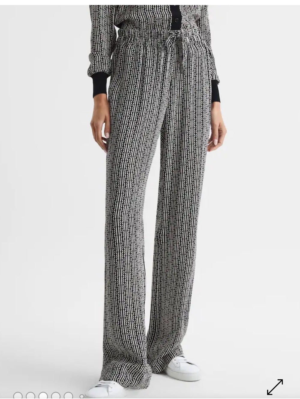 Reiss Sky Printed Wide-Leg Trousers | Sz 4